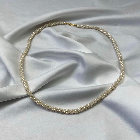 Vintage Cream White Strand of Faux Pearl Twisted Rope Necklace - Picture 3 of 5